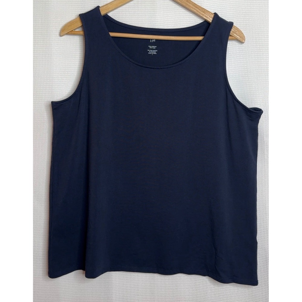 NWT J.Jill Pima-Stretch Knit Tank Navy Blue Pima Cotton Spandex Tank Top Large